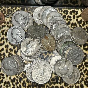 5 Random Year 90% Washington Silver Quarters